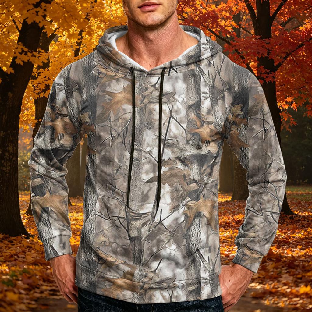 Men's Printed Loose Fit Hoodie with Pocket and Drawstring Casual Sweatshirt