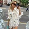 Fashion Ruffle Heart Cotton Linen Homewear Set