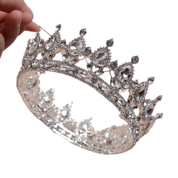 Koreanische Prinzessin große Krone Hochzeitsschmuck Kopfschmuck Europäischer Stil Braut runde Krone Haarschmuck
