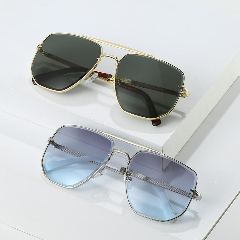 Men And Women Square Metal Double Beam Sunglasses Modern Retro Sunglasses