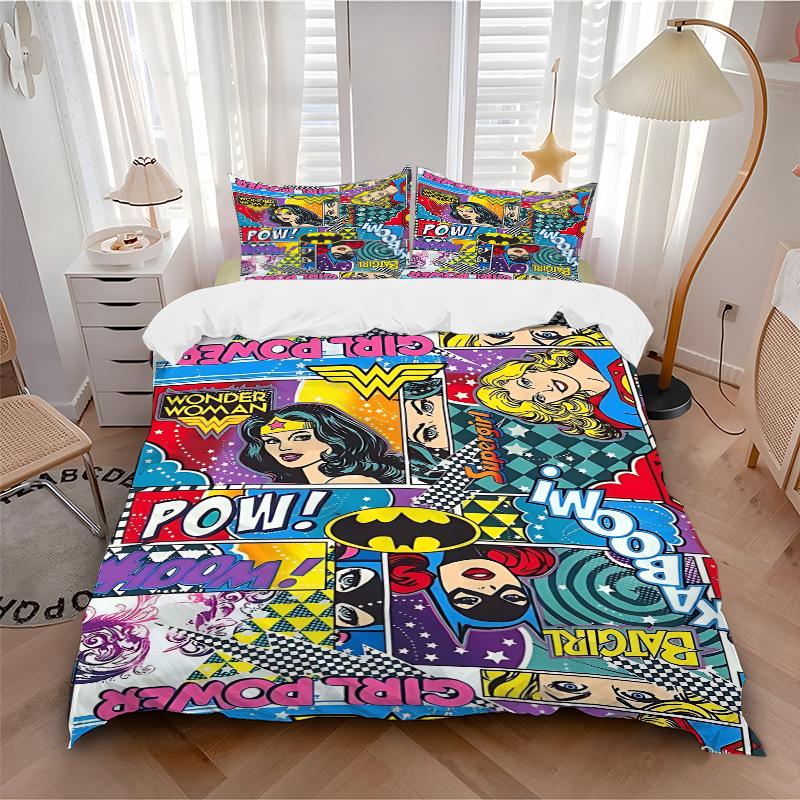 3pcs Wonder Woman, Superhero Cover Set,Soft Comfortable Duvet Cover,Guest Room (1*Duvet Cover + 2*Pillowcases, Without Core) yy251024011