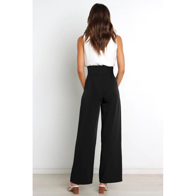 Pantaloni da abito da donna estivi da ufficio Pantaloni casual versatili a gamba larga con pantaloni a cintura