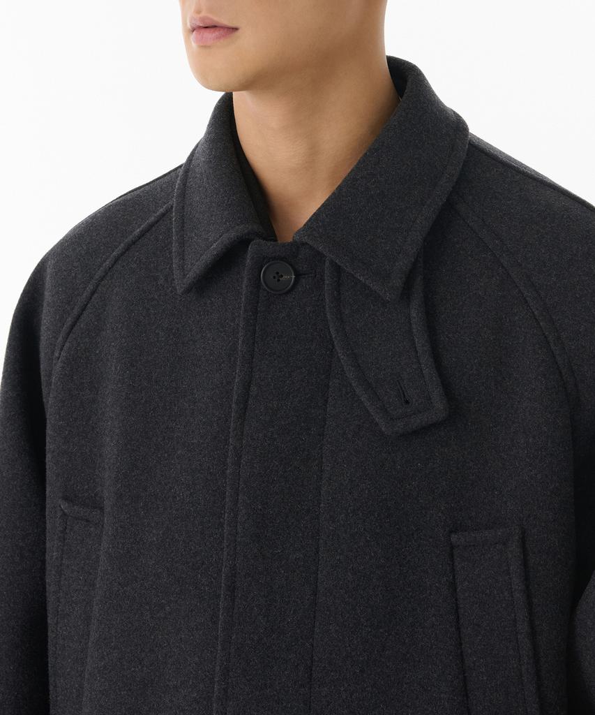 Musinsa Standard Wool Blend Oversized Muff Balmacaan Coat [Charcoal Grey]