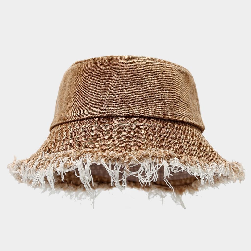 Retro Streetwear Denim Fisherman Hat With Wide Brim For Sun Protection In Summer