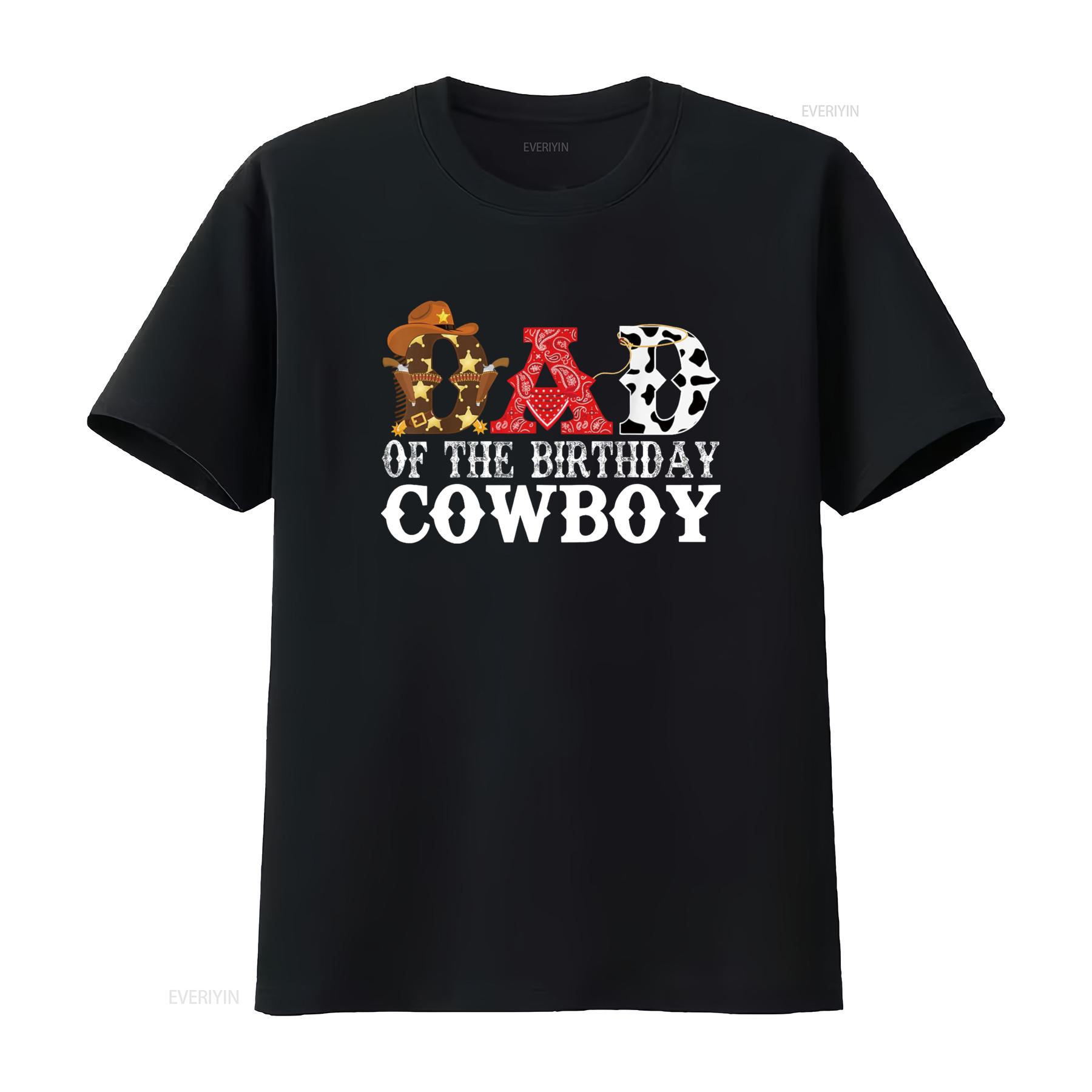 

Dad 1st First Birthday Cowboy Western Rodeo Party Matching T Shirt vintage Washed Top For Everyday Wear designer clothes 4XL