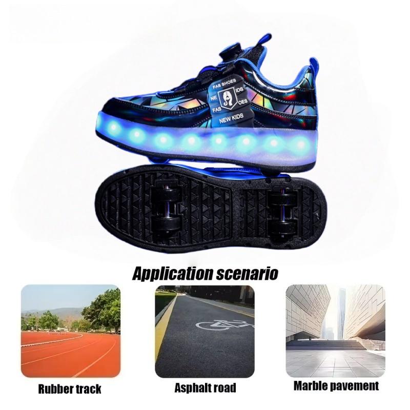 New Invisible Glowing Wheeled Skates Women's Kids Walking Skates Quad Wheel Removable Roller Skates Sporty and Stylish