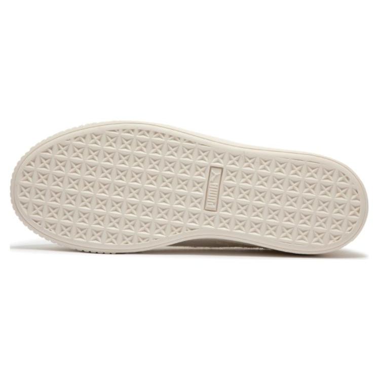 Puma Basket Platform Fringe Round Toe Lace-Up Low-Top Sneakers Women Sneakers Beige 399252-02