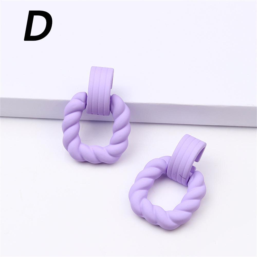 Candy Color Square Drop Earrings For Women Simple Geometric Twisted Eardrops Fashion Acrylic Danglers Party Ear Accessories