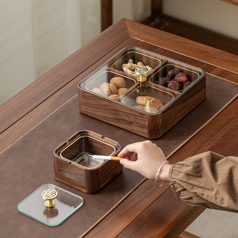 Walnut Wood Multi-Layer Nut and Snack Box