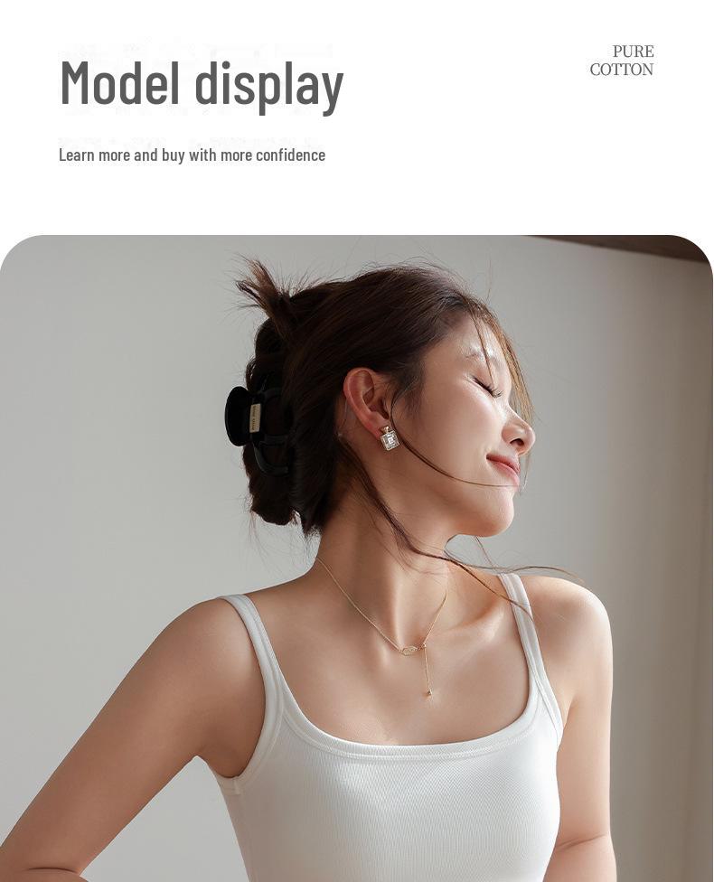 "Women's Summer Black Breathable All-in-One Vest Bra with Chest Pads and Suspenders"