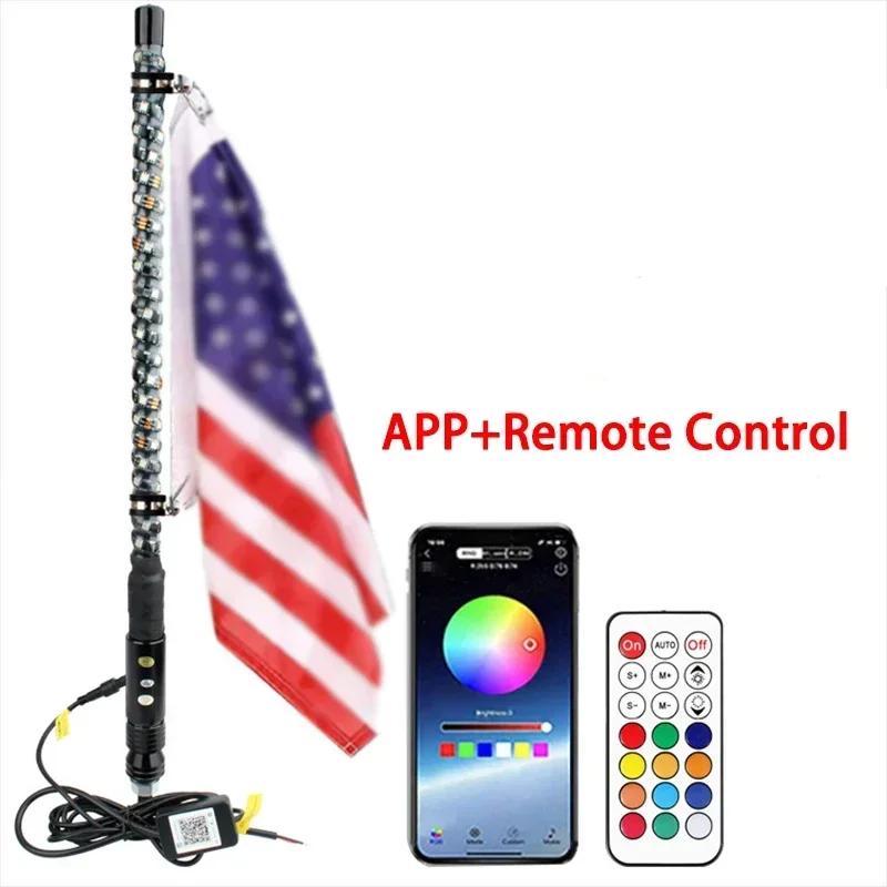 2/3/4FT RGB LED Whip Lights Customizable Length Multicolor Flagpole Decorative Lamps For UTV ATV Polaris RZR