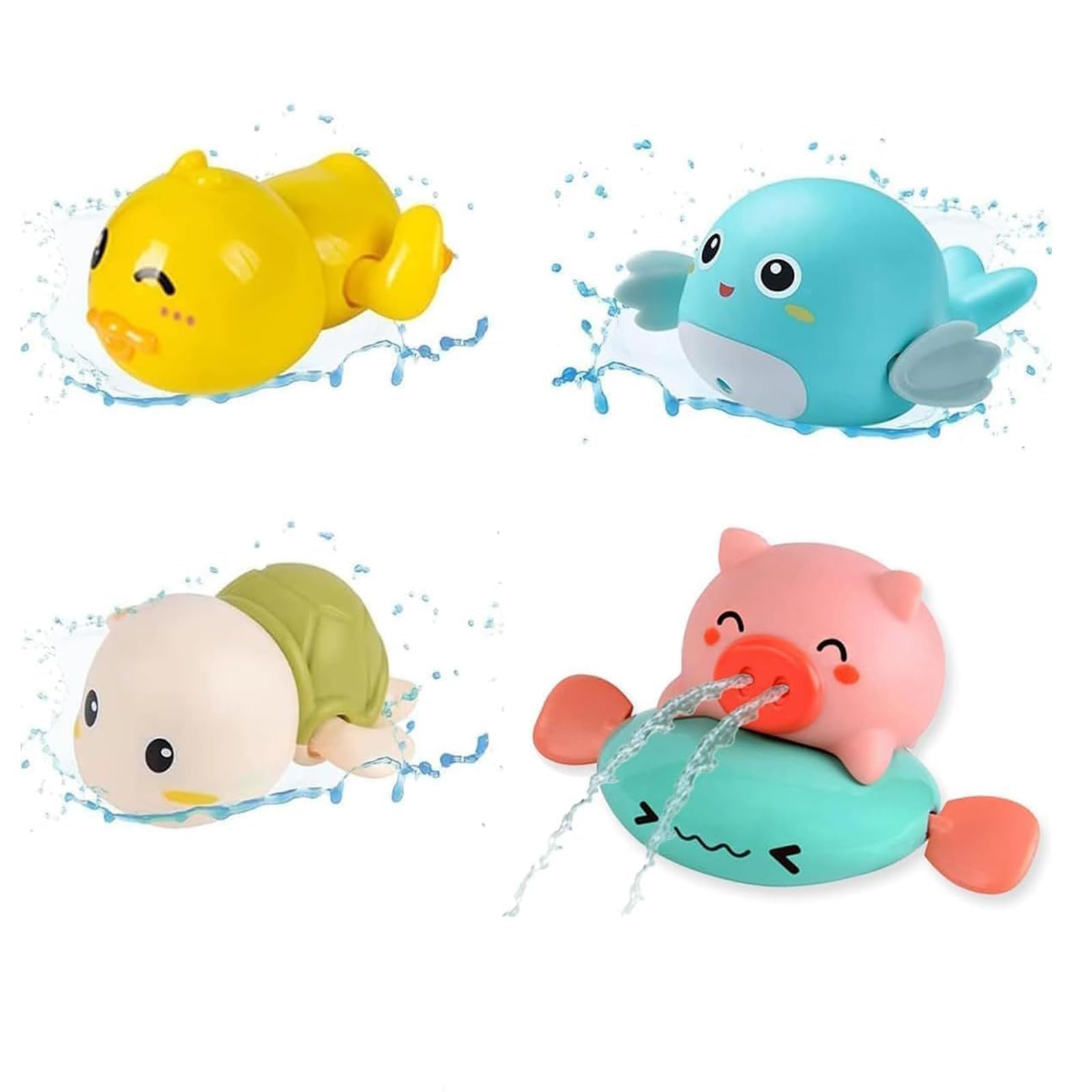 

4-Piece Bath Toy Set for Babies, Bath Toys, Water Play Toys, Rainbow Shower Turtle Toys, Kids Toys, Bath Toys, Birthday Gifts, Baby Showers