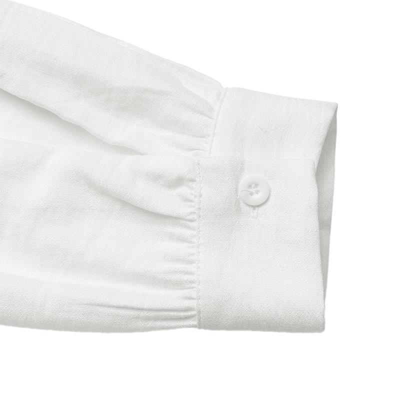 YYFS Dámská móda Ležérní Jaro Podzim Jednobarevný potisk Halenky a košile s dlouhým rukávem a výstřihem do V