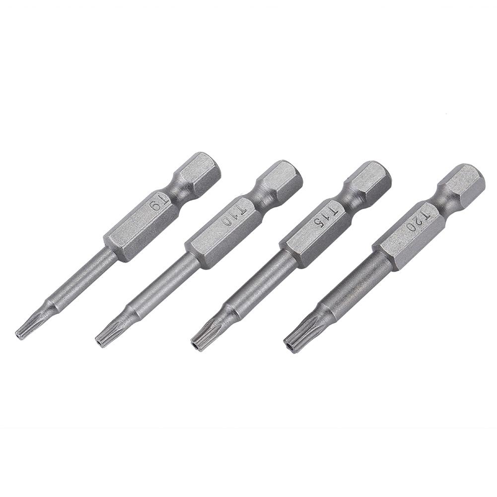 12Pcs Chrome Vanadium Steel 1 4in Hex Shank T5 T40 Magnetic Security Star Screwdriver Bits