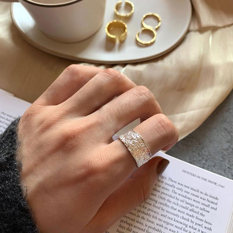 Inspired Fashionable Korean 925 Silver Ring With Unique Texture And Adjustable Size