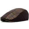 Men Women Patchwork Plaid Beret Vintage Wool Blend Flat Cap Autumn Winter Newsboy Hat Fashion Casual Female Ivy Caps For 54-58cm