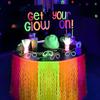 Mega-L Glow in The Dark Party Supplies, 2 Pack Neon Party Decorations Fluorescent Macaron Orange, Yellow and Fuchsia Wavy Metallic Tel Foil Fringe