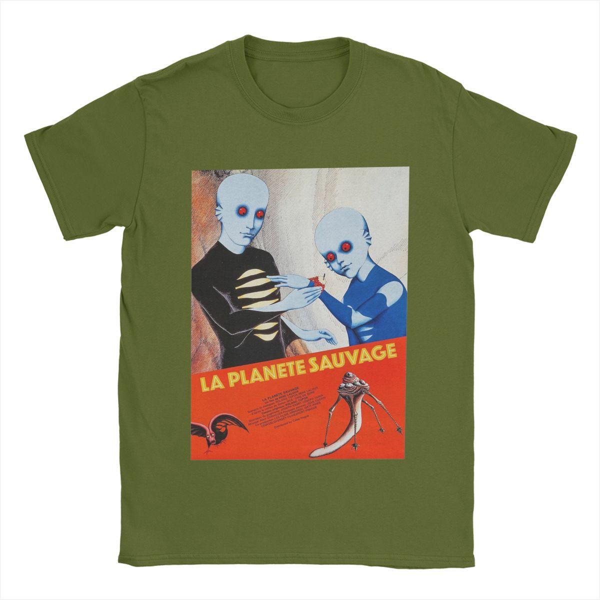 

Фантастическая планета Дикая планета Мужская футболка Винтажная футболка Футболка с коротким рукавом и круглым вырезом Хлопок Одежда больших размеров 4XL