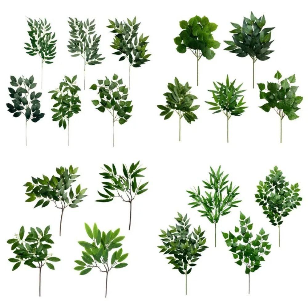 Decorative Artificial Green Plant Eucalyptus Leaves Faux Fake Eucalyptus Leaf Willow Leaves Fake Tree Branch Flower Arrangements