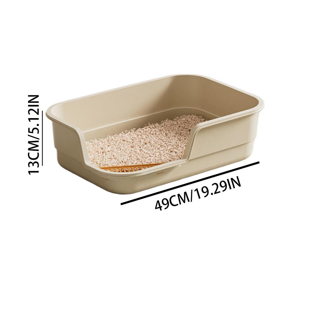 Cat Litter Box Semi-Enclosed High Sides with Scoop Open Top Semi Enclosed Litter Box for Cleaning Odor Control Indoor Office