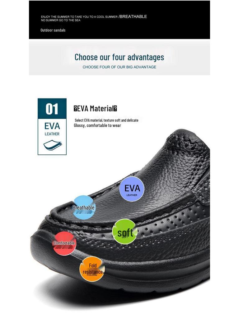 Herren Übergröße Leder Slipper Baotou Hausschuhe, Lässiger Sommerstil, Größe 46