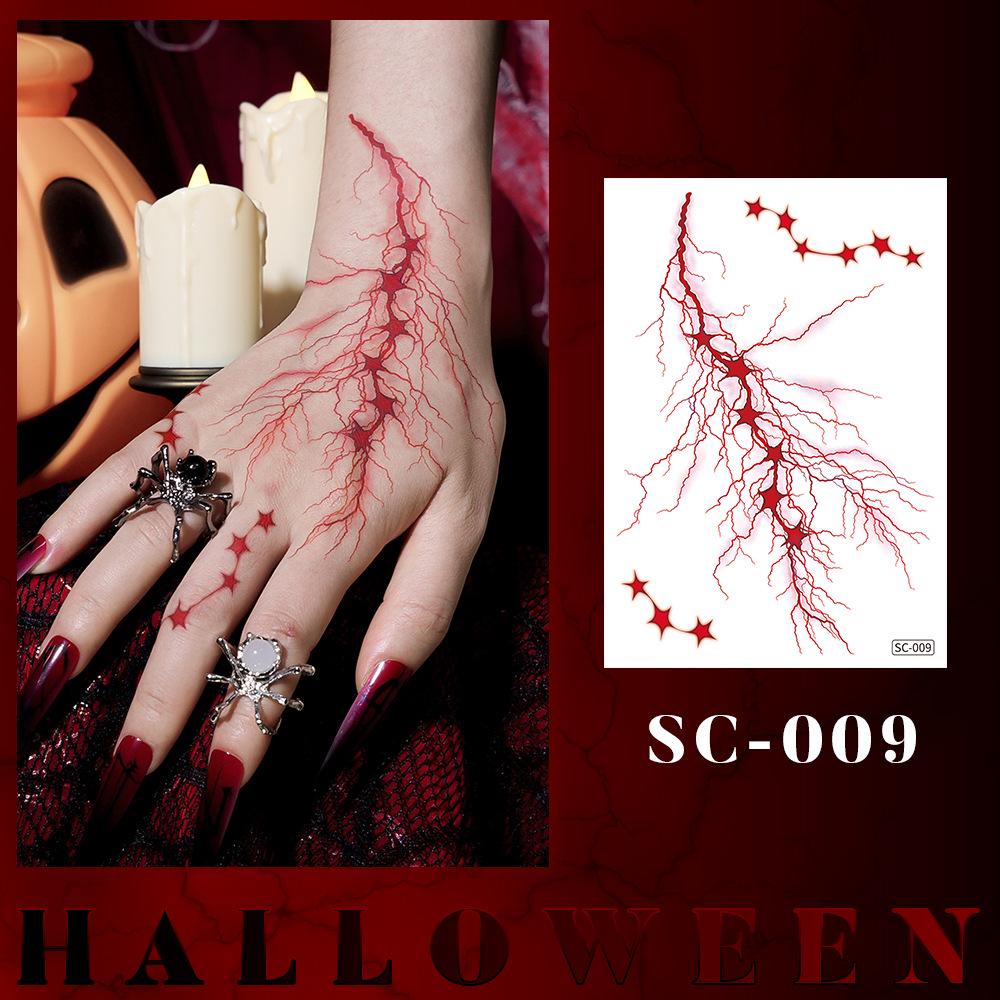 Waterproof Halloween Tattoo Stickers: Realistic Scars, Veins, and Cracks for Face and Arms