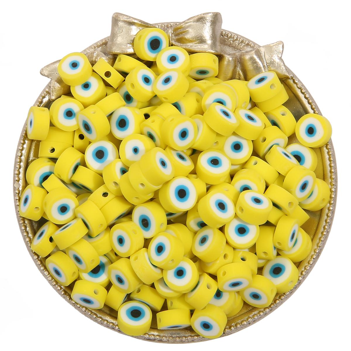 

30 шт. мягкие керамические бусины для глаз, свободные полимерные бусины-разделители для DIY браслета, ожерелья, изготовления ювелирных изделий жёлтый