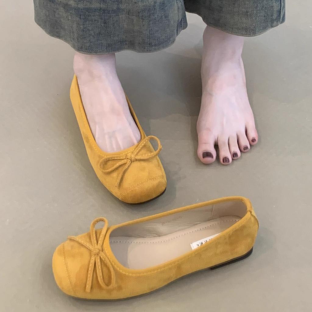 MUKEKe inner height increase soft leather soft sole girls Korean version single shoes women 2025 not tired feet square head shallow mouth flat bottom