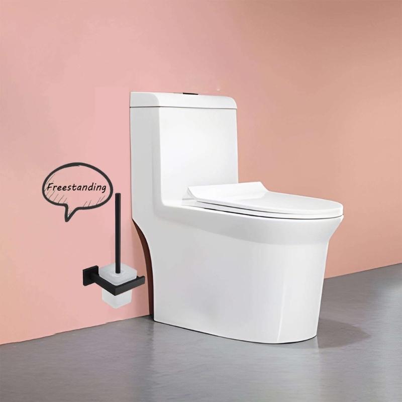 Corrosion Resistant Steel Square Toilet Brush with Dense Bristle Bathroom Sanitation Modern Aesthetic Comfortable Handle