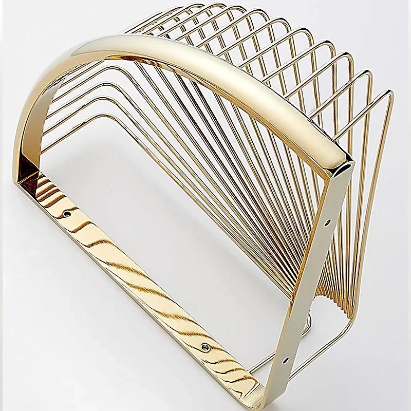 Copper gold bathroom shower room wall corner basket non perforated bathroom rack triangular storage rack for bathroom shelves