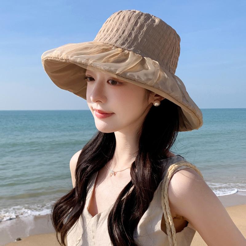 

Летняя новая шляпа женская солнцезащитная шляпа с бантом шляпа-ведро дышащая сетка морской пляж солнцезащитная шляпа One Size
