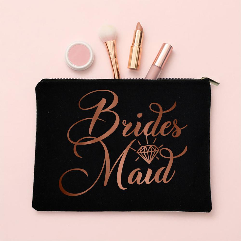 Team Bride Makeup Bag Bachelorette Party Cosmetic Bags Purse Bridesmaid Toiletries Organizer Pouch Wedding Bride Shower Gifts