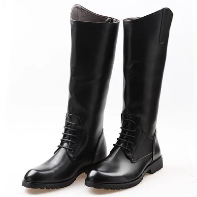 Fashionable and Casual High Top Leather Boots with a Zipper At the Back Men's Denim Boots with Long Sleeves Knight Riding Boots