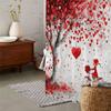 A Romantic Valentine'S Day Heart Tree Fairy Bicycle Printed Shower Curtain And Window Curtain With 12 Hooks.