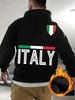 Italian Flag Italy Graphic Print Ed Vibrant Red250g Heavyweight Pullover with Pocket Adjustable Drawstring for Unisex Warm Sweatsh