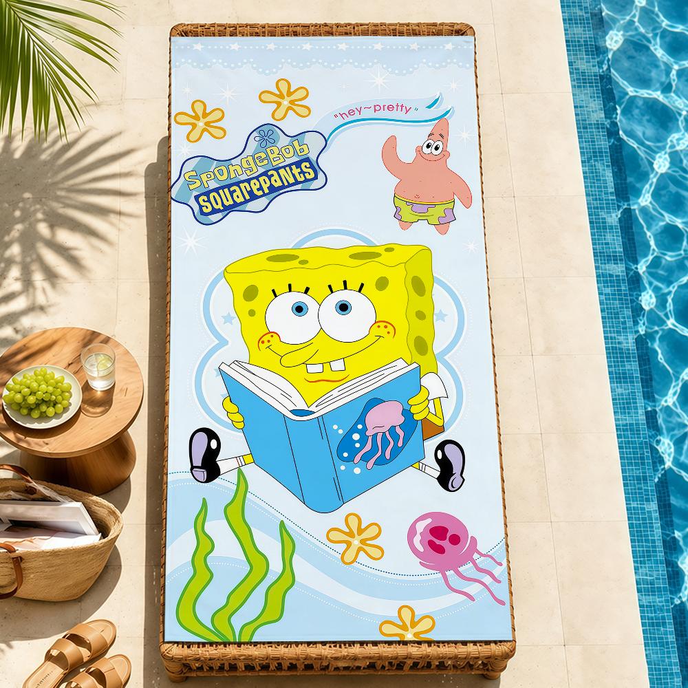 Beach Towels cute b-b-BobS-s Soft fun Quick Dry Pool cartoon s-S-S-SpongeS-eS bathing Towel Travel Gym Spa Camp sport face Gift