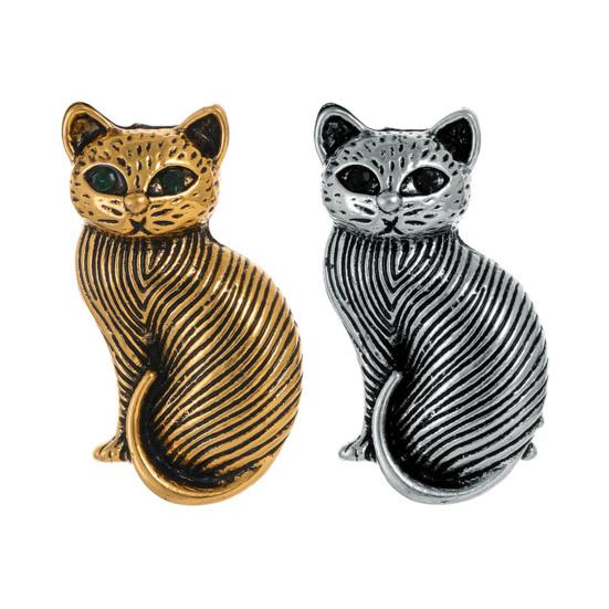Brooch Retro Style Sitting Cat Shape Design Pin Fine Texture Technology Cat Hair Texture Brooch Animal Brooch Jewelry