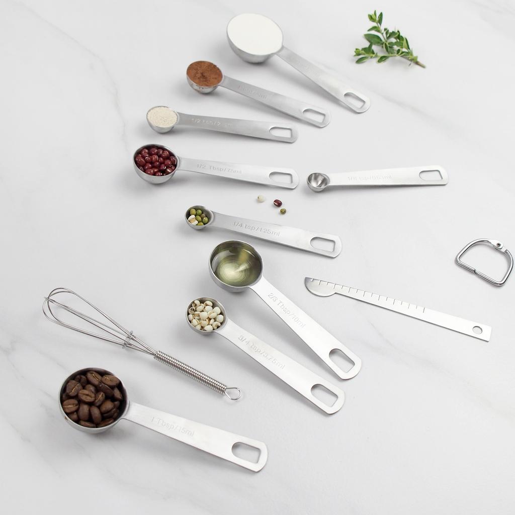 11-Piece Stainless Steel Measuring Spoon Set – Precision Metric & Imperial Measuring Spoons for Baking & Cooking