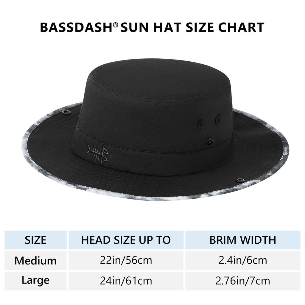 Bassdash FH18 Foldable Sun Hat with UPF UV for Fishing and Hiking 50+ Protection, Under-Brim Print, Unisex,