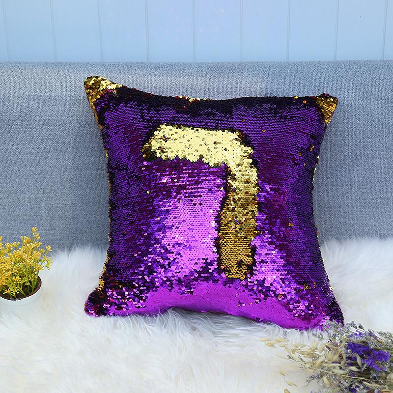 Sequined Pillowcase Contrasting Color Digital Series Cushion Cover Car Sofa Bedside Cushion Cover