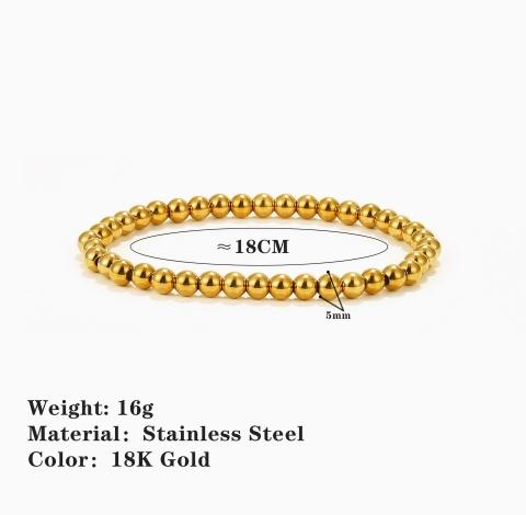 Stainless Steel Elastic Strand Beads Bracelets Bangles For Woman Waterproof Beaded Chain Bracelet 21cm