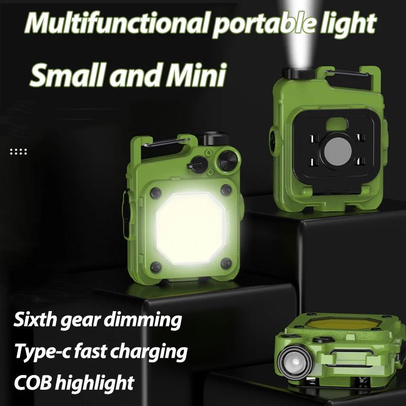 MINI LED Flashlight Keychain Light Super Bright COB Torch USB Rechargeable Work Light with Magnet Outdoor Camping Fishing Lamp