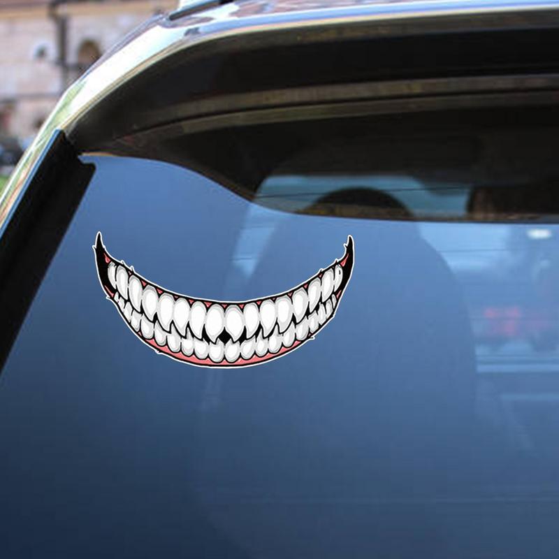 Motorcycle Hat Stickers Evil Smile Large Mouth Self Adhesive Hockey Hat Sticker Funny Car Accessories Vehicle Sticker Decoration