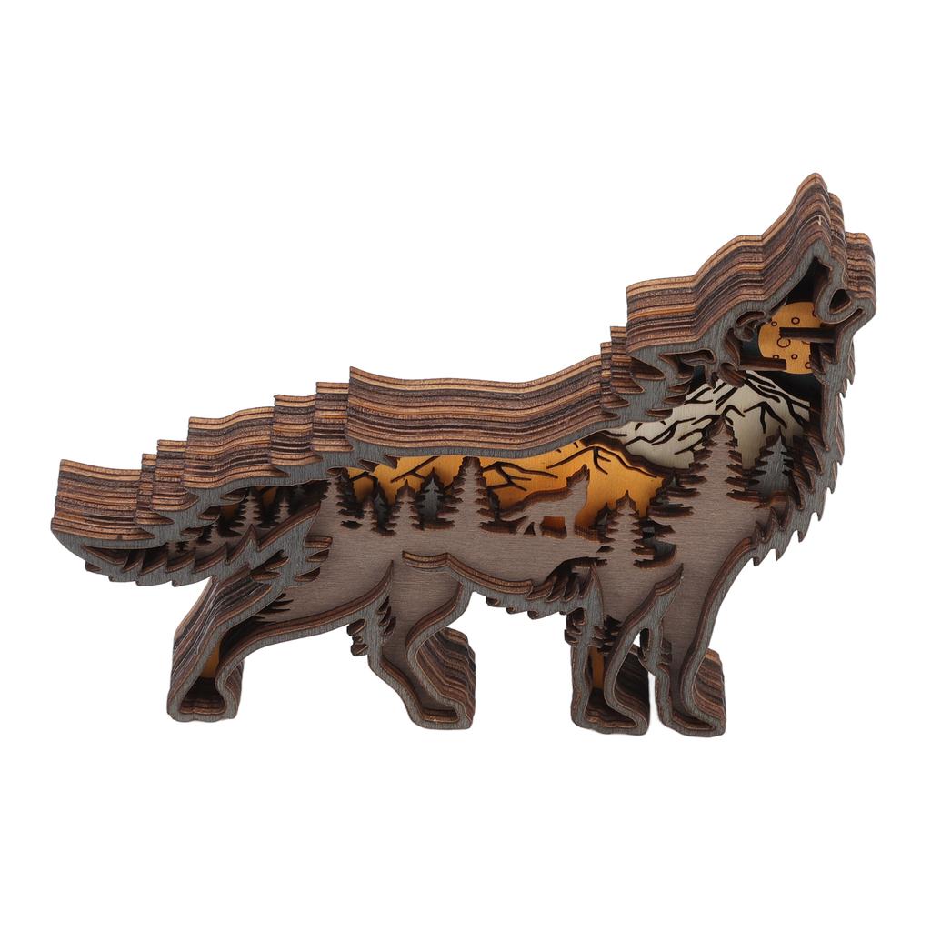 Wolf Totem Statue Wolf Howling Mechanical Engraving Safe Durable Wood Widely Used Wooden Wolf