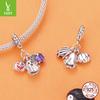 Halloween Ghost 3-In-1 Pendant Accessories Dark Purple Love S925 Sterling Silver Beads