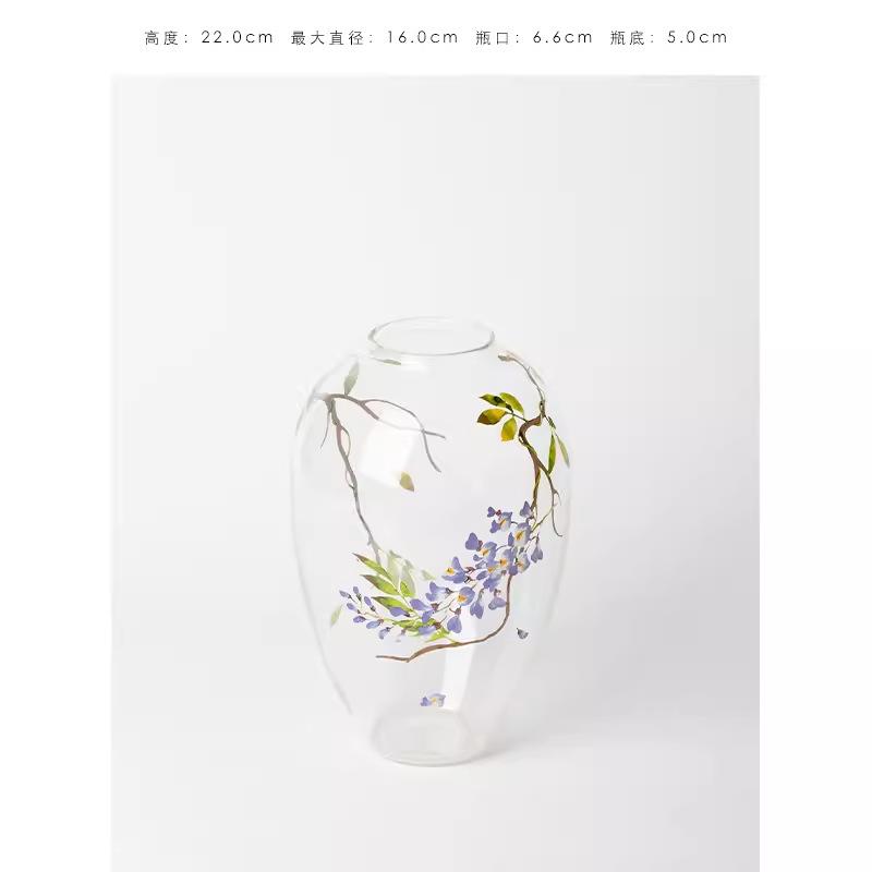 

High-end exquisite glass vase ornaments new Chinese-style transparent glass decorative items living room, home handicrafts