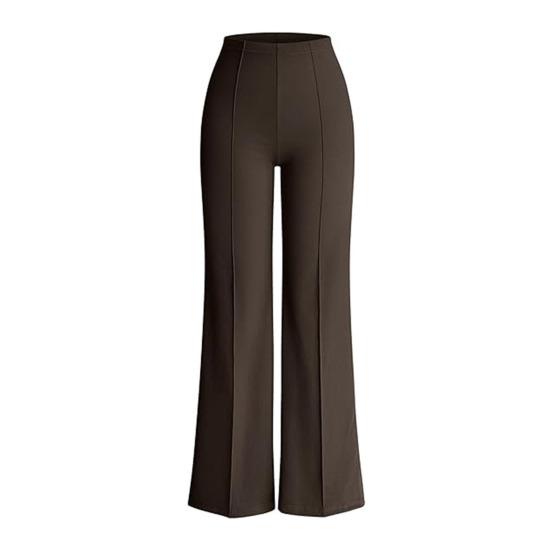 Women Pants Elastic High Waist Wide Leg Casual Trousers Solid Color Lounge Trousers Work Travel Daily Wear