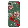 For iPhone 16e Case Red and Pink Flowers Pattern Printing Straight Edge TPU Phone Back Cover