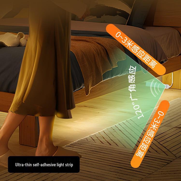 USB Rechargeable Motion Sensor LED Strip Light: Ultra-thin, Self-Adhesive, Wireless Night Lighting