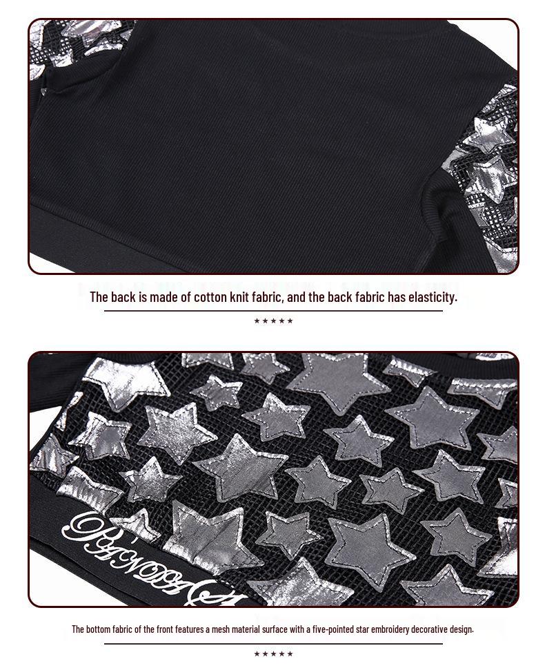 Girls' Jazzy Crop Long-Sleeve Top & Pants Set - Children's Street Dance Costume